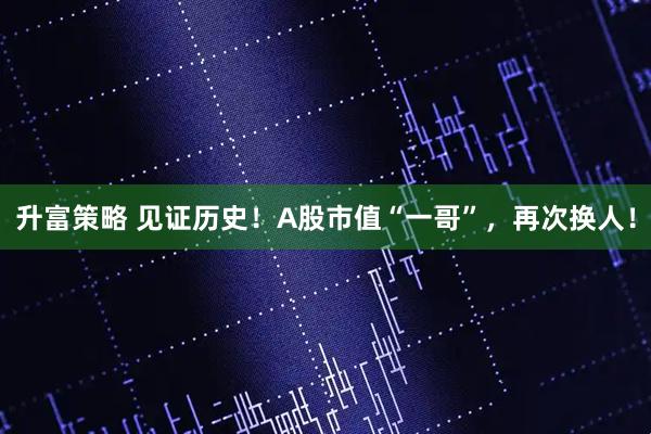 升富策略 见证历史！A股市值“一哥”，再次换人！